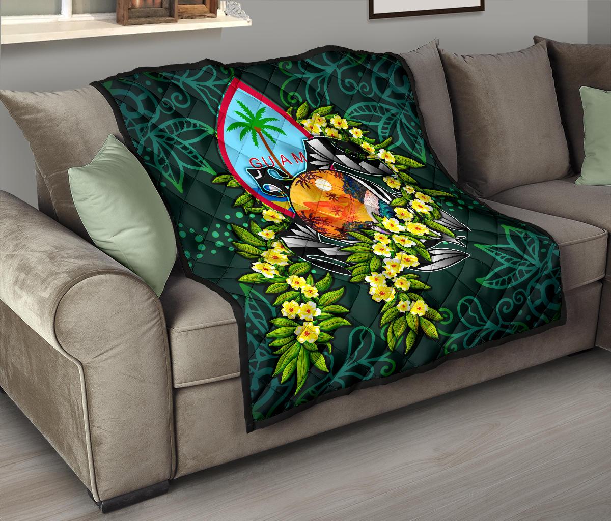 Guam Polynesian Premium Quilt - Ti Leaf Lei Turtle - Polynesian Pride