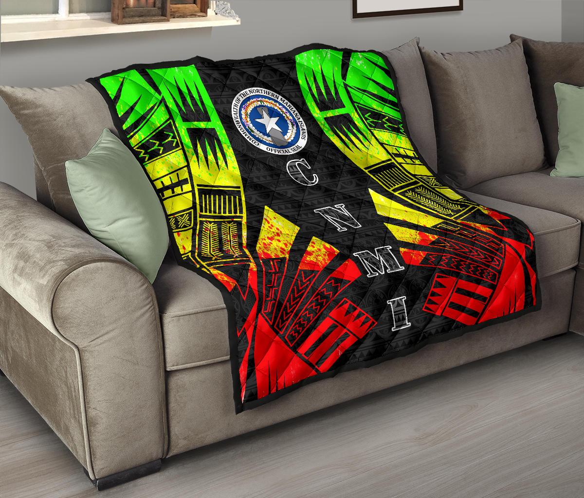 Northern Mariana Islands Premium Quilt - Northern Mariana Islands Seal Polynesian Reggae Tattoo - Polynesian Pride