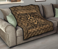 Hawaii Polyensian Turtle Premium Quilt Gold - Polynesian Pride