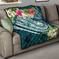 FSM Polynesian Premium Quilt - Summer Plumeria (Turquoise) Turquoise - Polynesian Pride