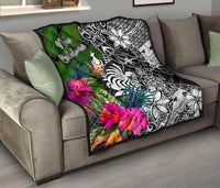 New Caledonia Premium Quilt - Turtle Plumeria Banana Leaf Crest - Polynesian Pride