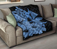 Hawaii Turtle Premium Quilt Polynesian Hibiscus Art Ver 2.0 Blue AH - Polynesian Pride