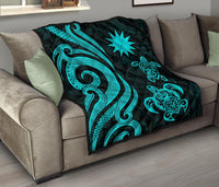 Nauru Premium Quilt - Turquoise Tentacle Turtle - Polynesian Pride