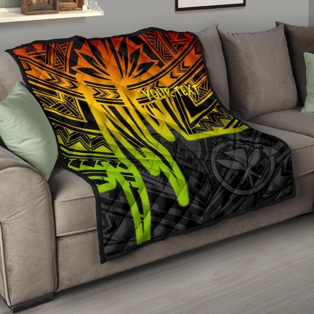 Hawaii Personalised Premium Quilt - Kanaka Maoli With Polynesian Pattern In Heartbeat Style (Reggae) - Polynesian Pride