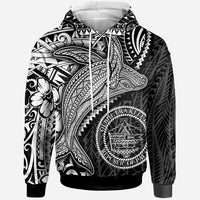 Palau Hoodie Humpback Whale & Coat of Arms White Unisex White - Polynesian Pride