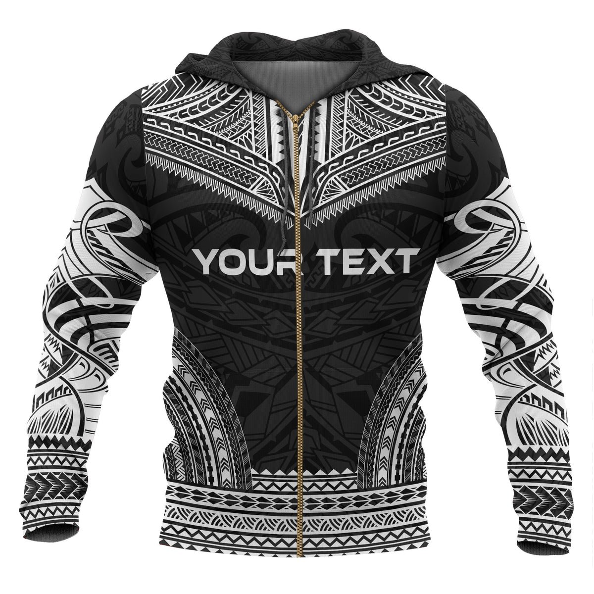 Tonga Polynesian Chief Custom Zip up Hoodie Black Version - Polynesian Pride
