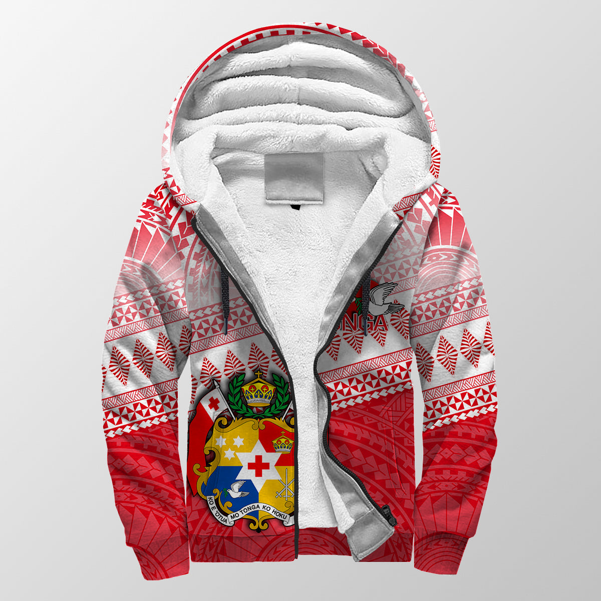 Tonga Rugby Sherpa Hoodie Polynesian Style LT6 Red - Polynesian Pride