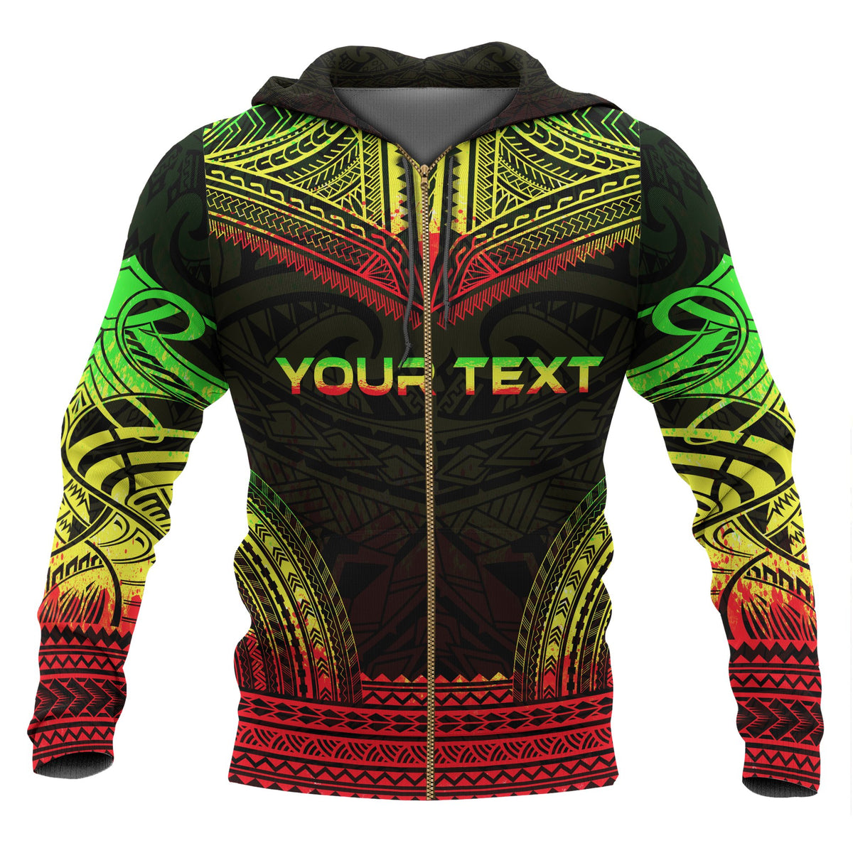 Tonga Polynesian Chief Custom Zip up Hoodie Reggae Version - Polynesian Pride