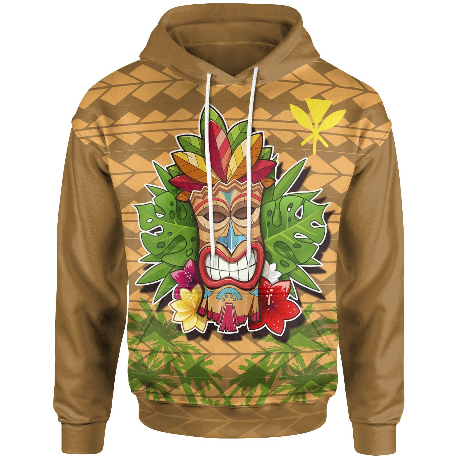 Hawaii Hoodie Tiki Unisex Yellow - Polynesian Pride