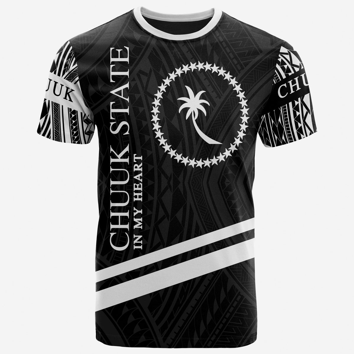 Chuuk State T Shirt In My Heart Style Polynesian Patterns Unisex Black - Polynesian Pride