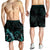 Palau Polynesian Men's Shorts - Turtle With Blooming Hibiscus Turquoise - Polynesian Pride