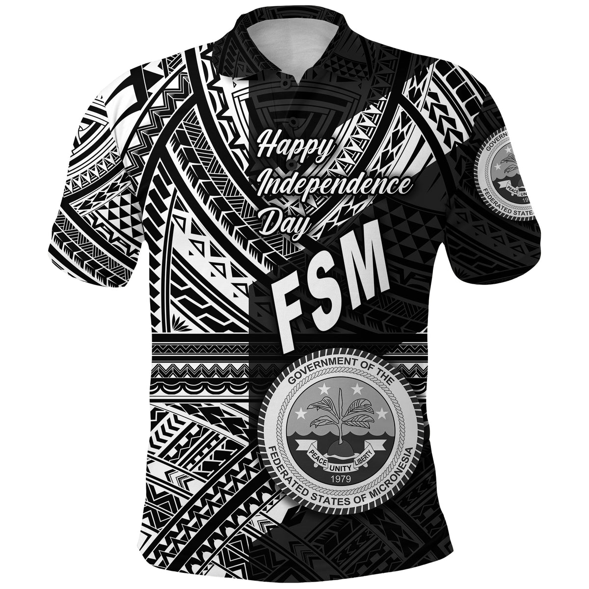 Federated States of Micronesia Polo Shirt FSM Happy Independence Day Original Vibes Black LT8 - Polynesian Pride