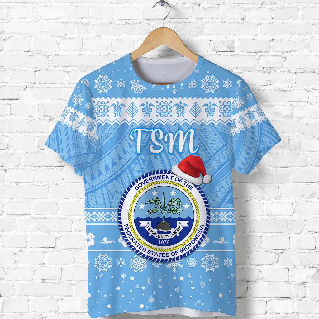 Custom Federated States of Micronesia Christmas T Shirt Simple Style FSM Seal LT8 - Polynesian Pride