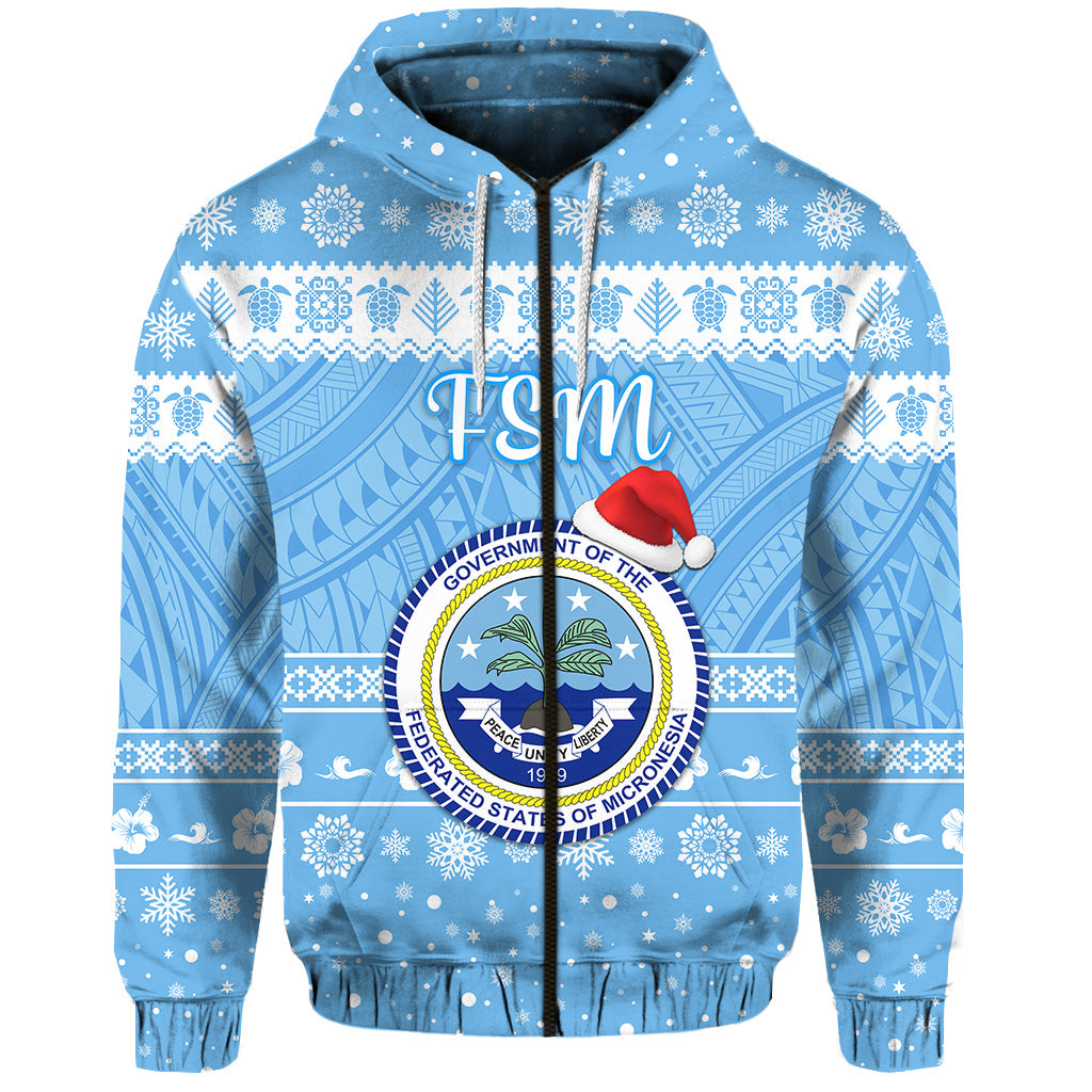 Custom Federated States of Micronesia Christmas Zip Hoodie Simple Style FSM Seal LT8 - Polynesian Pride