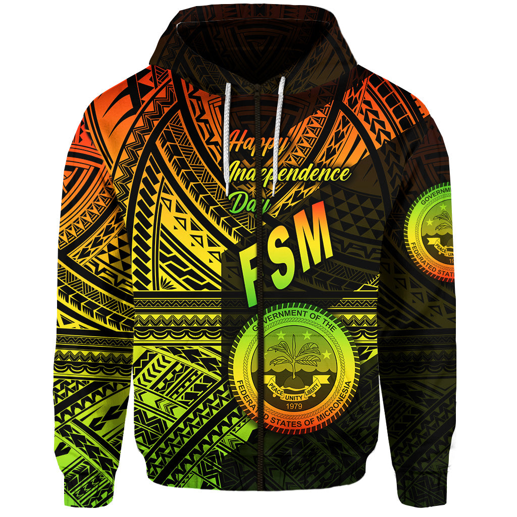 Federated States of Micronesia Zip Hoodie FSM Happy Independence Day Original Vibes Reggae LT8 - Polynesian Pride
