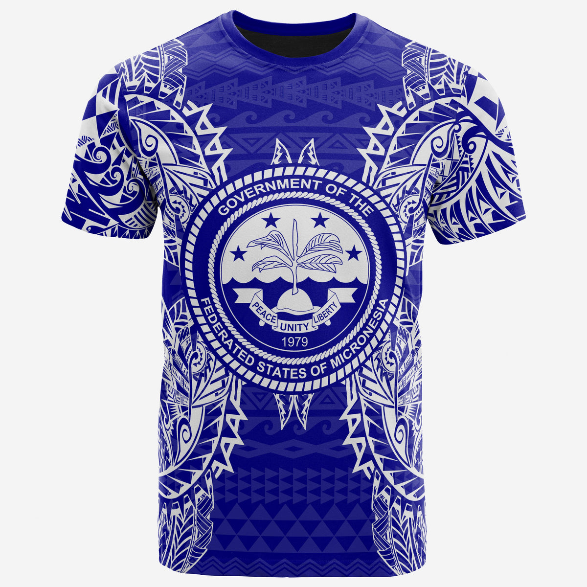 Federated States of Micronesian T Shirt F S M Seal Map Polynesian Tattoo Blue Unisex Blue - Polynesian Pride