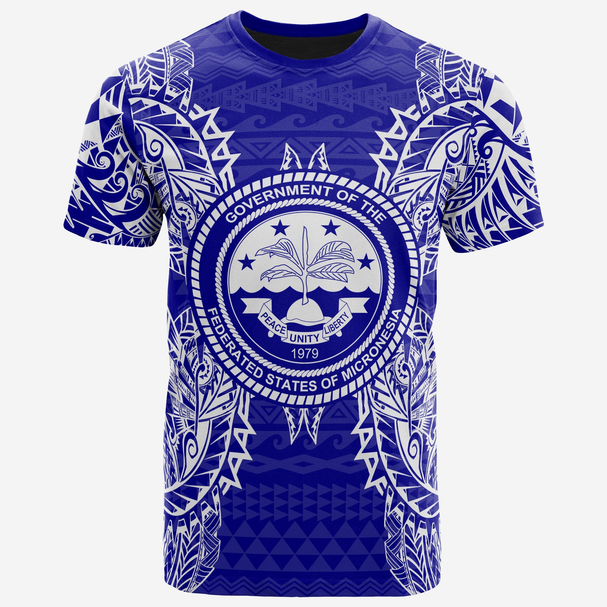 Federated States of Micronesian T Shirt F S M Seal Map Polynesian Tattoo Blue Unisex Blue - Polynesian Pride