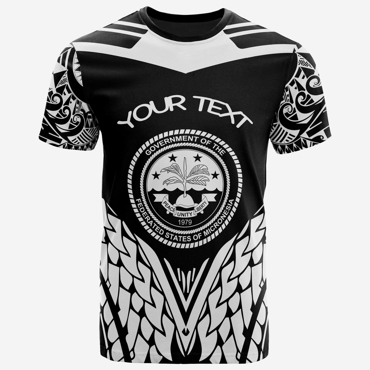 Federated States of Micronesia T Shirt Unique Eagle Feather Texture BlackWhite Unisex Black&White - Polynesian Pride
