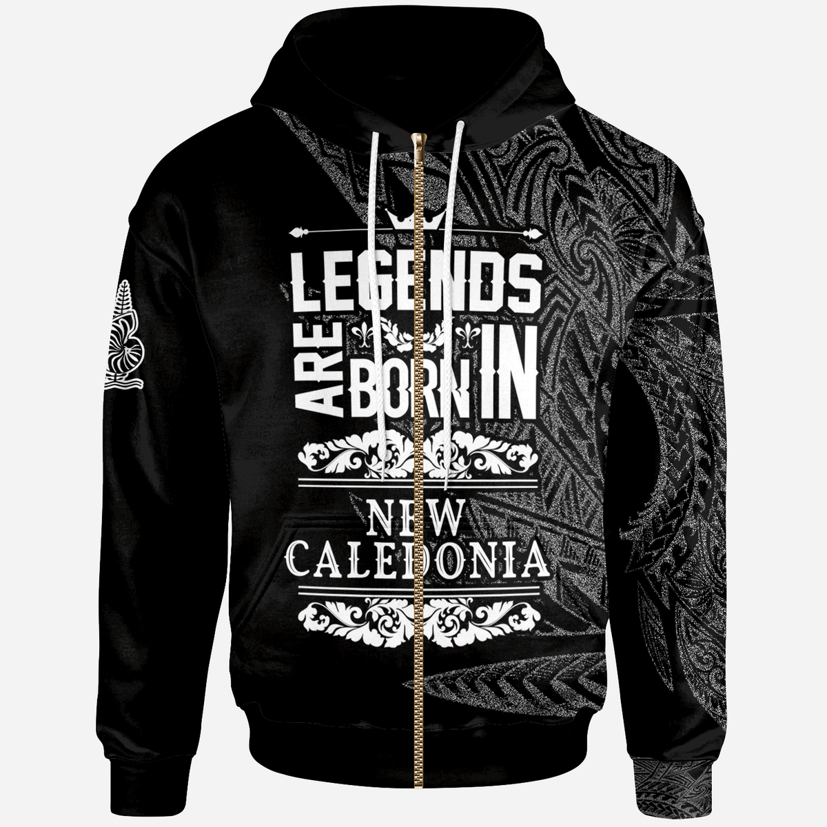 New Caledonia Zip Hoodie Legends Are Born In White Color Unisex White - Polynesian Pride