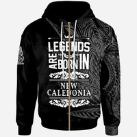 New Caledonia Zip Hoodie Legends Are Born In White Color Unisex White - Polynesian Pride