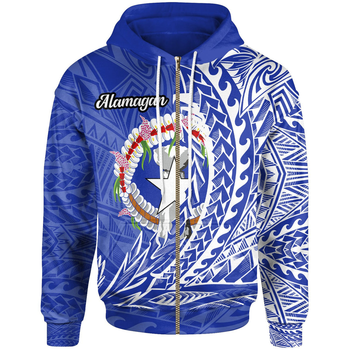 Northern Mariana Islands Zip Hoodie Alamagan Wings Style Unisex Blue - Polynesian Pride