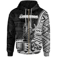 New Caledonia Islands Zip Hoodie Sarramea Seal of New Caledonia Polynesian Patterns Unisex Black - Polynesian Pride