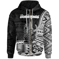 New Caledonia Islands Zip Hoodie Bouloupari Seal of New Caledonia Polynesian Patterns Unisex Black - Polynesian Pride
