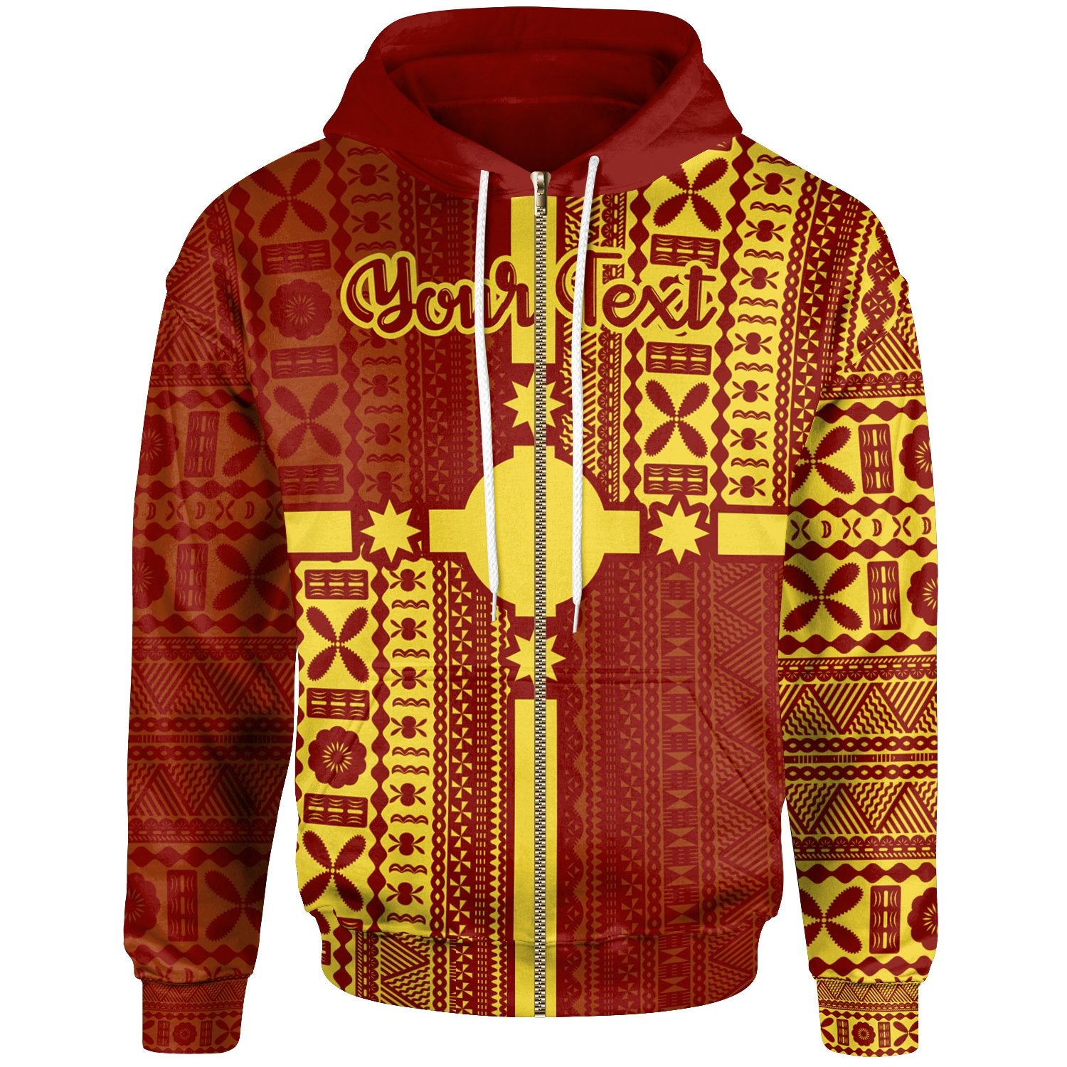 Rotuma Zip Hoodie Custom Rotuma Flag Style Unisex Red - Polynesian Pride