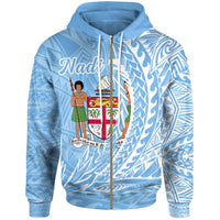 Fiji Zip Hoodie Nadi Wings Style Unisex Blue - Polynesian Pride