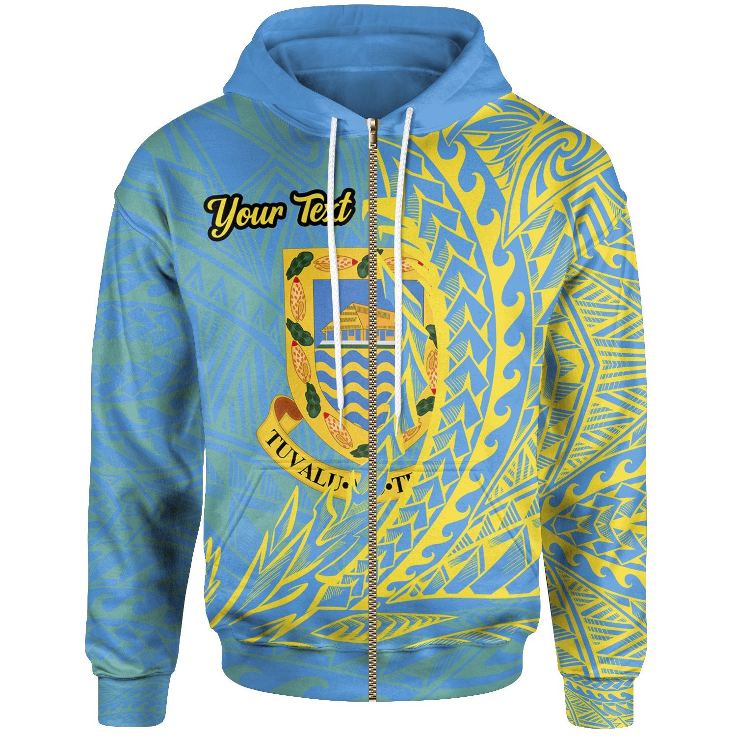 Tuvalu Zip Hoodie Custom Wings Style Unisex Blue - Polynesian Pride