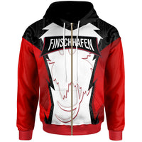 Papua New Guinea Zip Hoodie Finschhafen PNG Coat of Arms Unisex Red Black - Polynesian Pride
