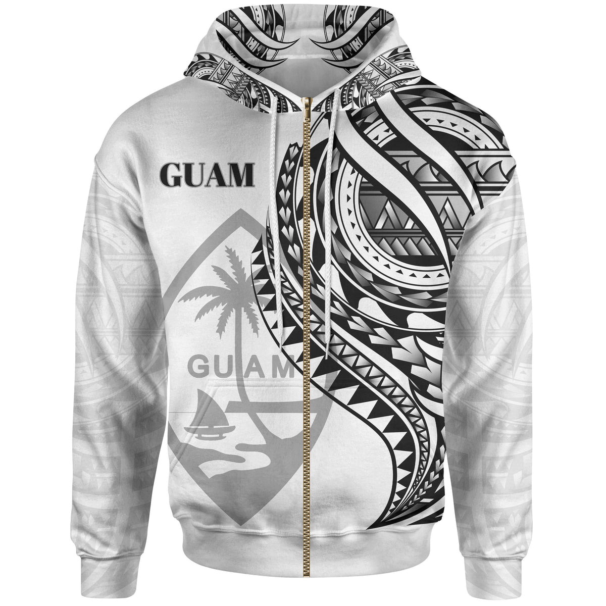 Guam Zip Hoodie Black Polynesian Patterns Best Guam Ever Unisex Black - Polynesian Pride