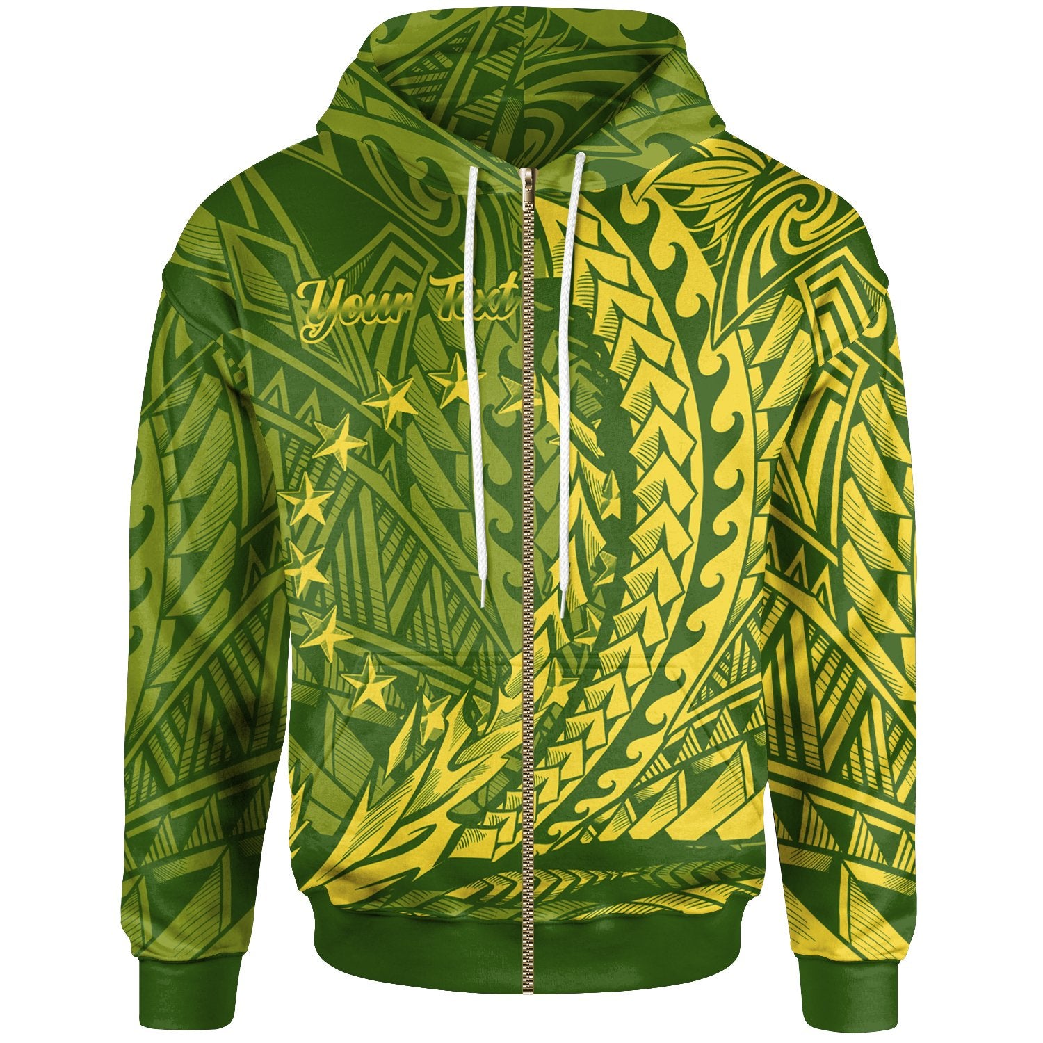 Cook Islands Zip Hoodie Custom Wings Style Unisex Green - Polynesian Pride