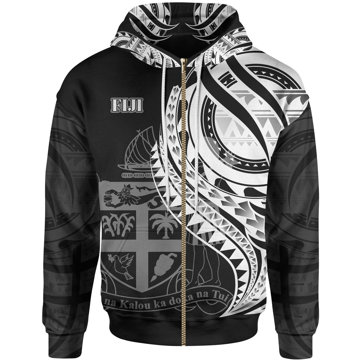 Fiji Zip Hoodie Polynesian Patterns Best Fiji Ever Unisex Black - Polynesian Pride