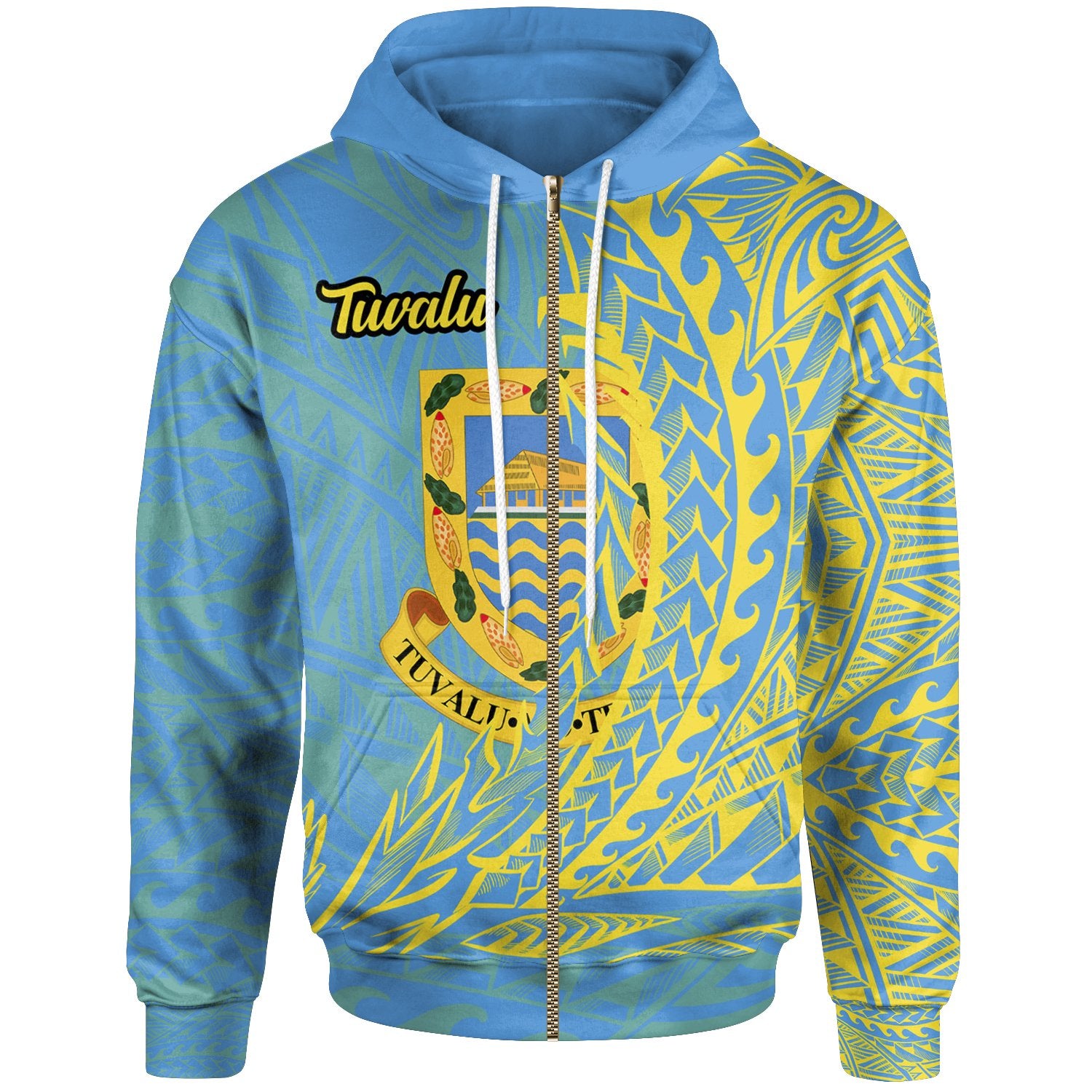 Tuvalu Zip Hoodie Wings Style Unisex Blue - Polynesian Pride