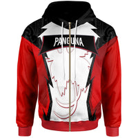 Papua New Guinea Zip Hoodie Panguna PNG Coat of Arms Unisex Red Black - Polynesian Pride