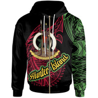 Vanuatu Zip Hoodie Hunter Island Santo Seal of Vanuatu Special Style Unisex Black - Polynesian Pride