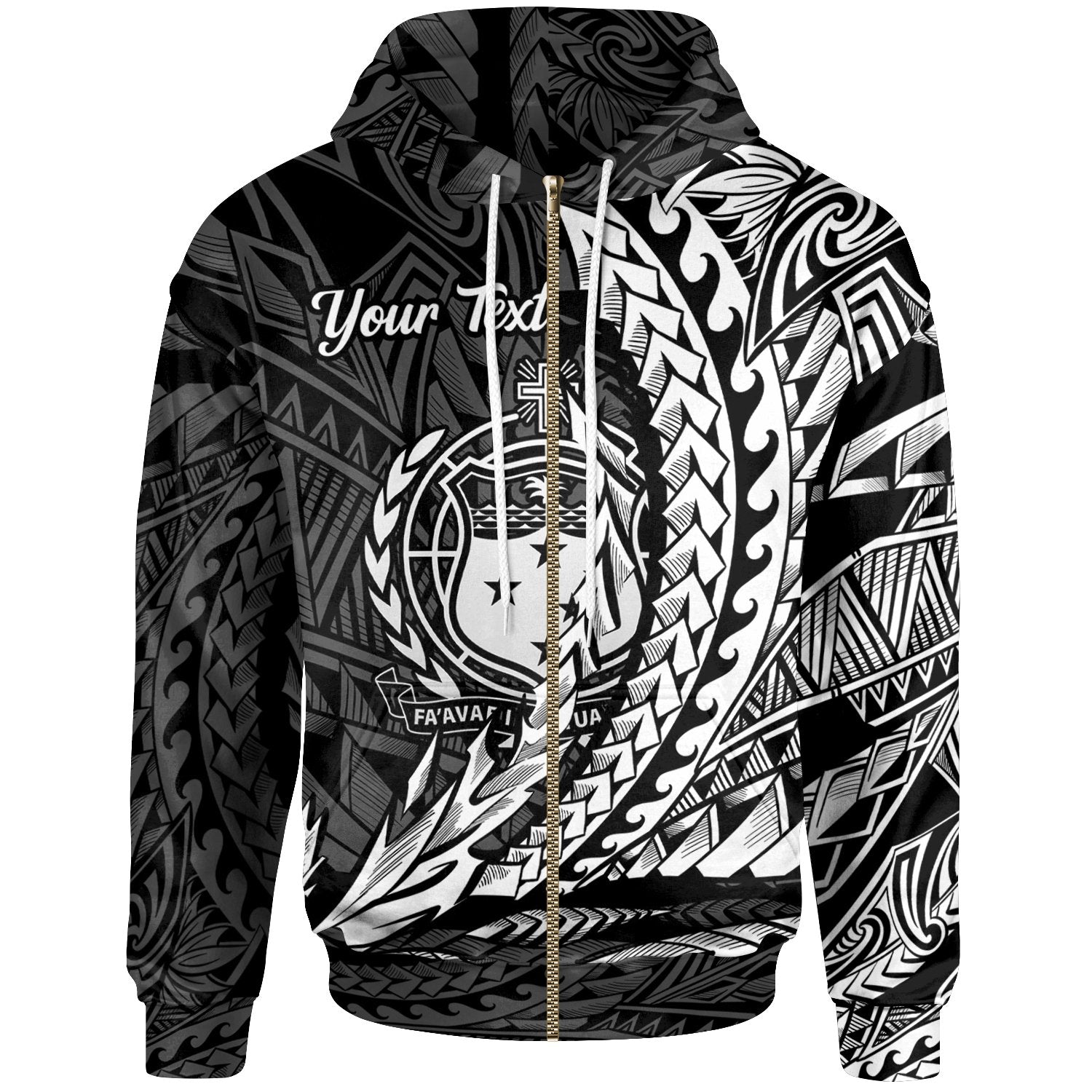 Samoa Zip Hoodie Custom White Wings Style Unisex Black - Polynesian Pride