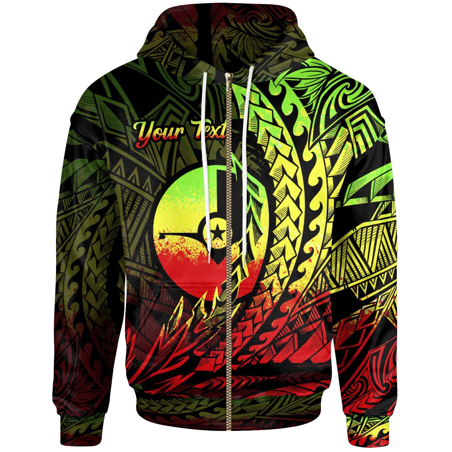 Yap State Zip Hoodie Reggae Custom Wings Style Unisex Black - Polynesian Pride