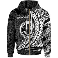 Federated States of Micronesia Zip Hoodie White Custom Wings Style Unisex Black - Polynesian Pride