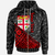 Fiji Zip Hoodie Custom Red Tapa Patterns With Bamboo Unisex Black - Polynesian Pride