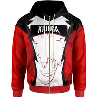 Papua New Guinea Zip Hoodie Kiunga PNG Coat of Arms Unisex Red Black - Polynesian Pride