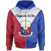 Pilipinas Zip Hoodie Cagayan de Oro Seal of Pilipinas Style Unisex Blue - Red - Polynesian Pride