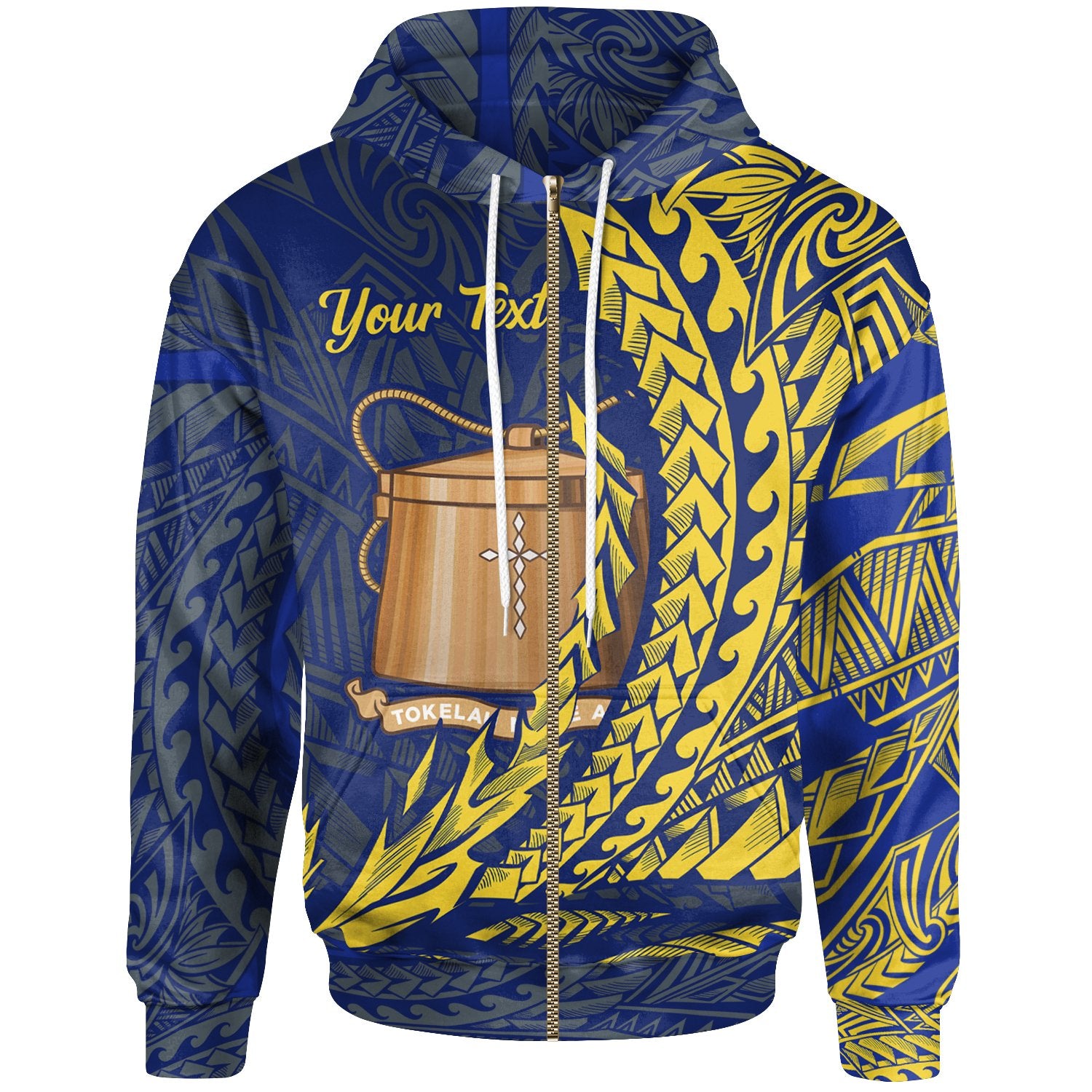 Tokelau Zip Hoodie Custom Wings Style Unisex Blue - Polynesian Pride