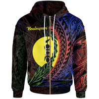 New Caledonia Zip Hoodie Bouloupari Wings Style Flag Color Unisex Black - Polynesian Pride