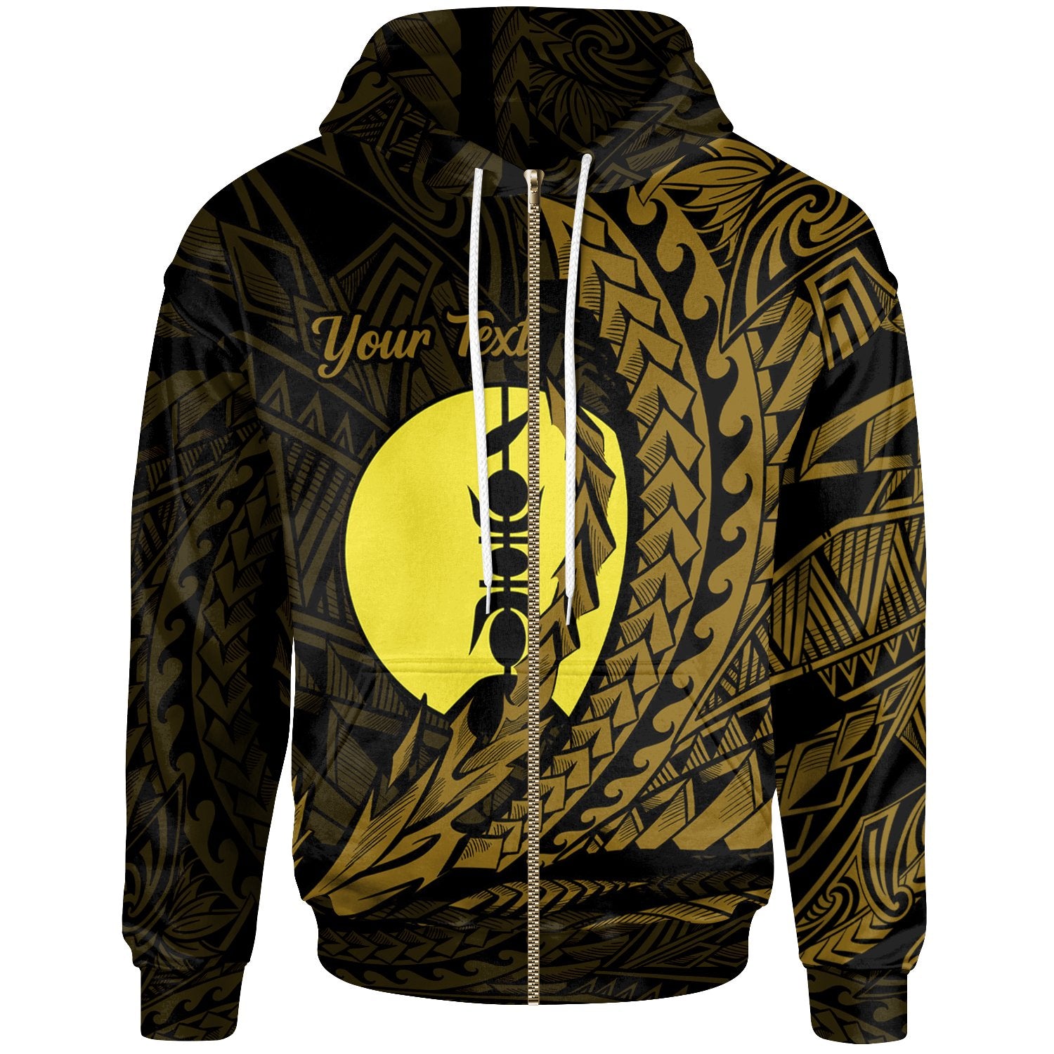 New Caledonia Zip Hoodie Custom Wings Style Unisex Black - Polynesian Pride