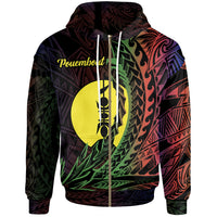 New Caledonia Zip Hoodie Pouembout Wings Style Flag Color Unisex Black - Polynesian Pride
