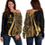 Yap Custom Personalised Women's Off Shoulder Sweater - Gold Polynesian Tentacle Tribal Pattern Gold - Polynesian Pride