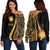 Nauru Custom Personalised Women's Off Shoulder Sweater - Gold Polynesian Tentacle Tribal Pattern Gold - Polynesian Pride