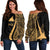 Tokelau Custom Personalised Women's Off Shoulder Sweater - Gold Polynesian Tentacle Tribal Pattern Gold - Polynesian Pride